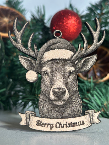 Stag - Personalisable Christmas Tree Decoration Bauble Ornament Wildlife Gift