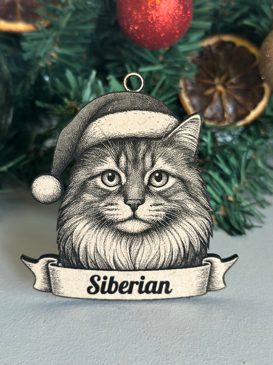 Siberian - Personalisable Christmas Tree Decoration Bauble Ornament Cat Gift