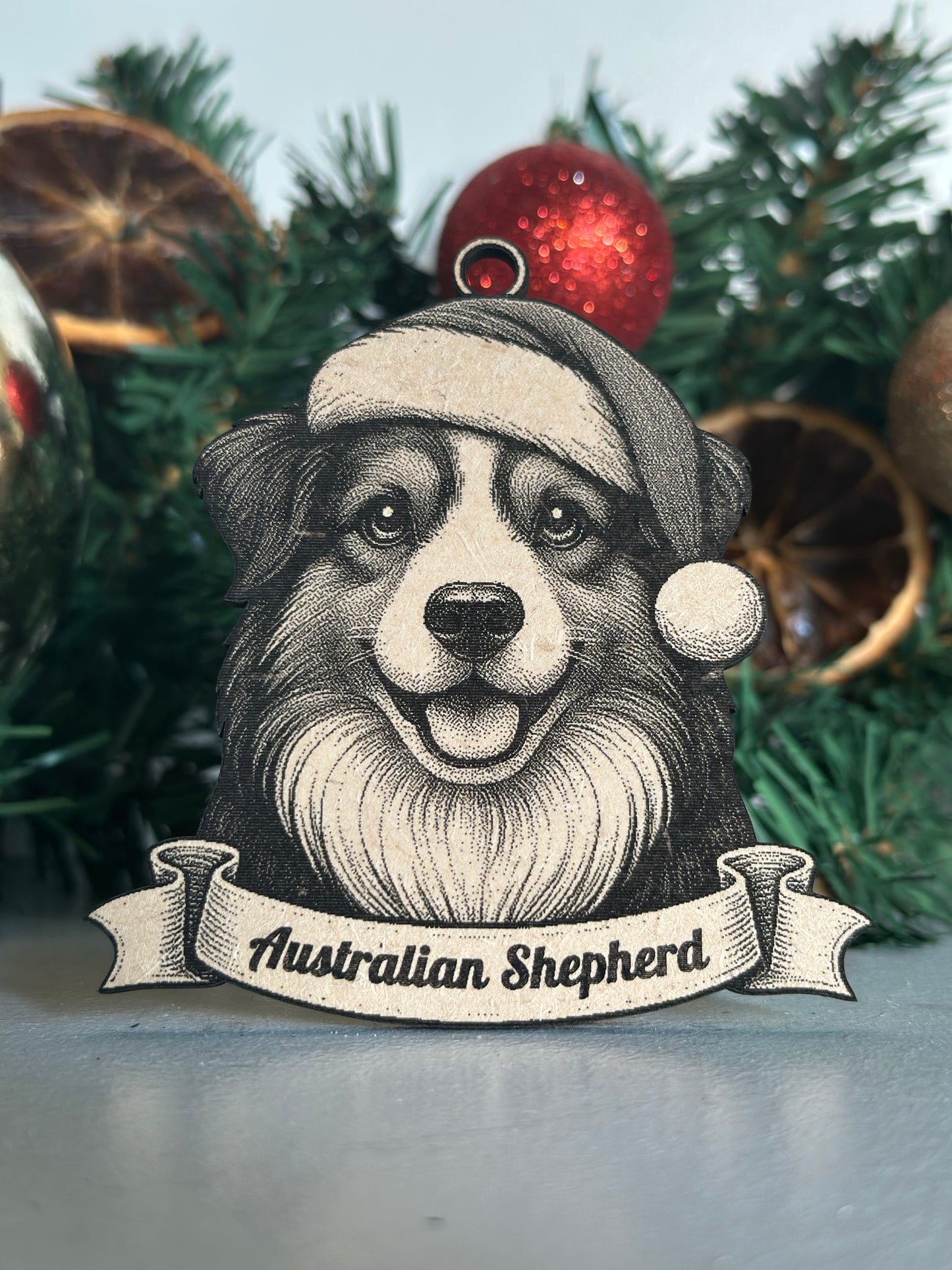 Australian Shepherd - Personalisable Christmas Tree Decoration Bauble Ornament Dog Gift