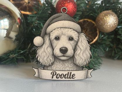 Poodle - Personalisable Christmas Tree Decoration Bauble Ornament Dog Gift