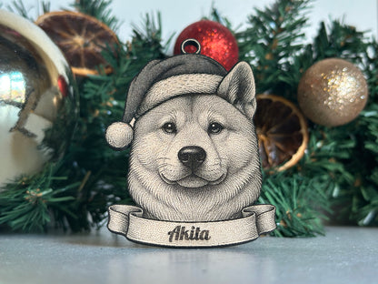 Akita - Personalisable Christmas Tree Decoration Bauble Ornament Dog Gift