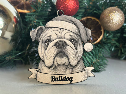Bulldog - Personalisable Christmas Tree Decoration Bauble Ornament Dog Gift