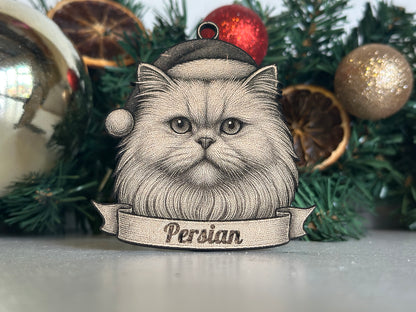 Persian - Personalisable Christmas Tree Decoration Bauble Ornament Cat Gift