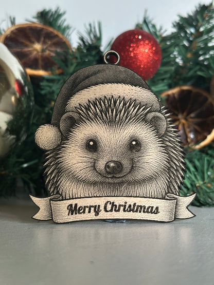 Hedgehog - Personalisable Christmas Tree Decoration Bauble Ornament Wildlife Gift