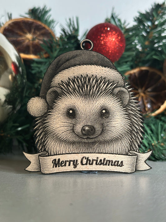 Hedgehog - Personalisable Christmas Tree Decoration Bauble Ornament Wildlife Gift
