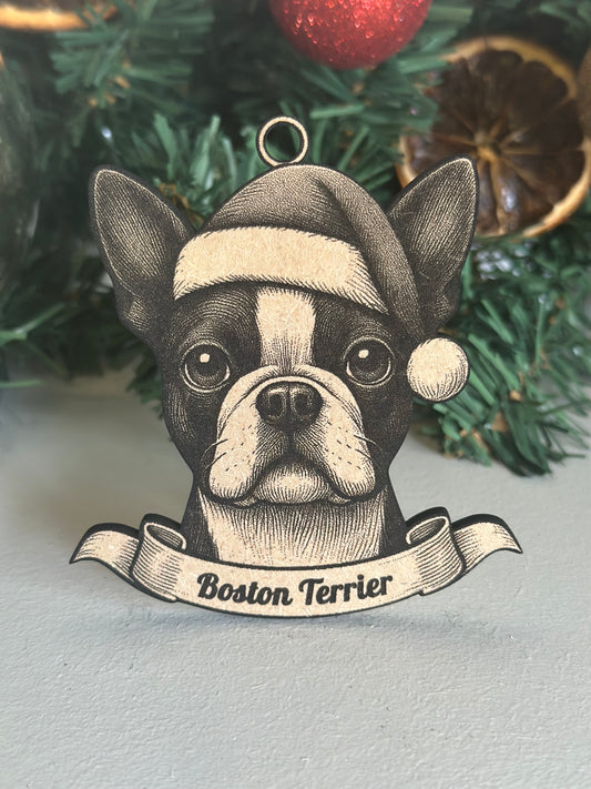 Boston Terrier - Personalisable Christmas Tree Decoration Bauble Ornament Dog Gift