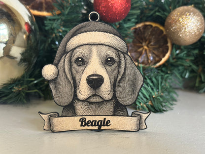 Beagle - Personalisable Christmas Tree Decoration Bauble Ornament Dog Gift