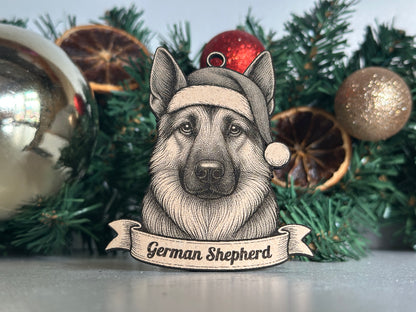 German Shepherd - Personalisable Christmas Tree Decoration Bauble Ornament Dog Gift