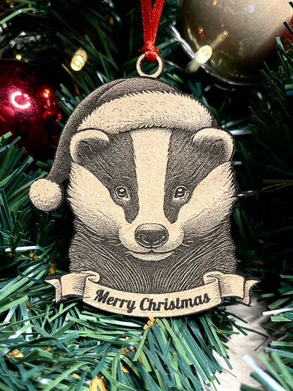 Badger - Personalisable Christmas Tree Decoration Bauble Ornament Wildlife Gift