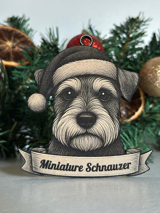 Miniature Schnauzer - Personalisable Christmas Tree Decoration Bauble Ornament Dog Gift