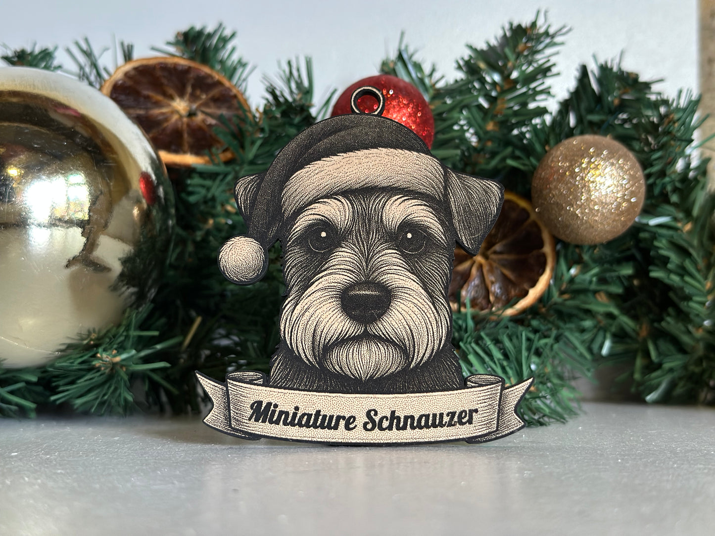 Miniature Schnauzer - Personalisable Christmas Tree Decoration Bauble Ornament Dog Gift
