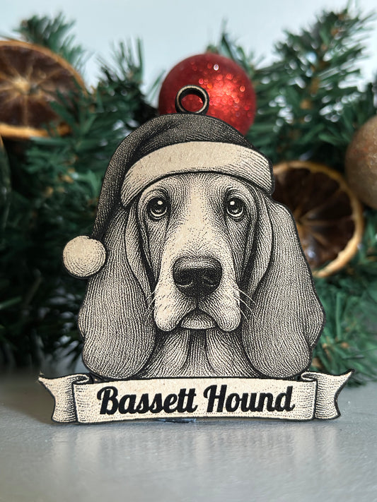 Bassett Hound - Personalisable Christmas Tree Decoration Bauble Ornament Dog Gift