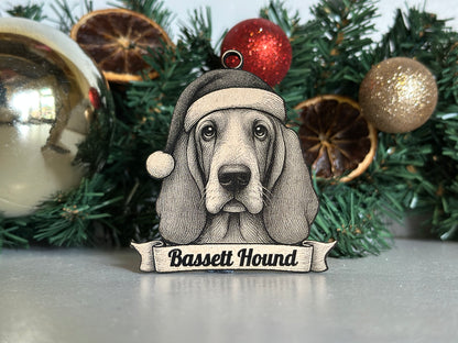 Bassett Hound - Personalisable Christmas Tree Decoration Bauble Ornament Dog Gift