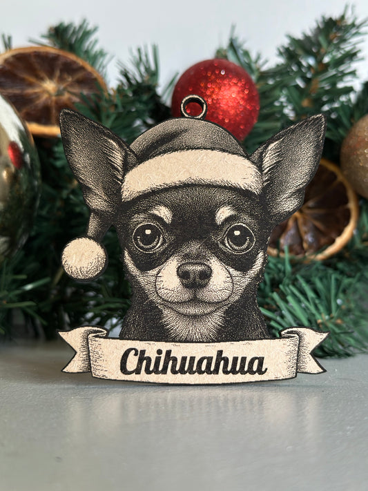 Chihuahua Black & Tan - Personalisable Christmas Tree Decoration Bauble Ornament Dog Gift