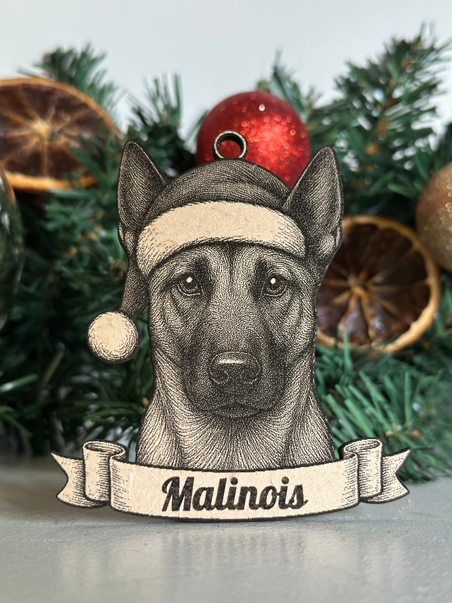 Malinois - Personalisable Christmas Tree Decoration Bauble Ornament Dog Gift