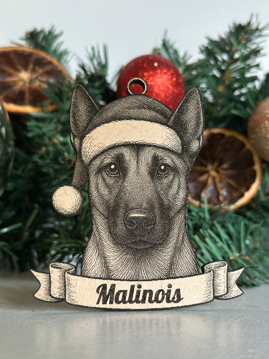 Malinois - Personalisable Christmas Tree Decoration Bauble Ornament Dog Gift