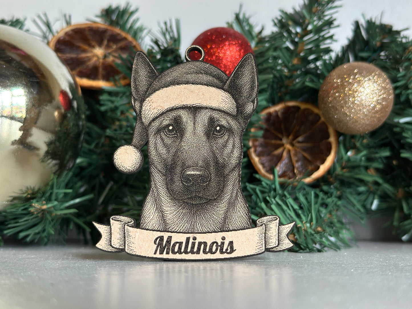 Malinois - Personalisable Christmas Tree Decoration Bauble Ornament Dog Gift