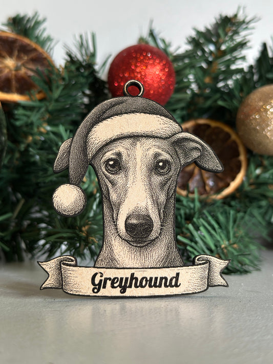 Greyhound - Personalisable Christmas Tree Decoration Bauble Ornament Dog Gift