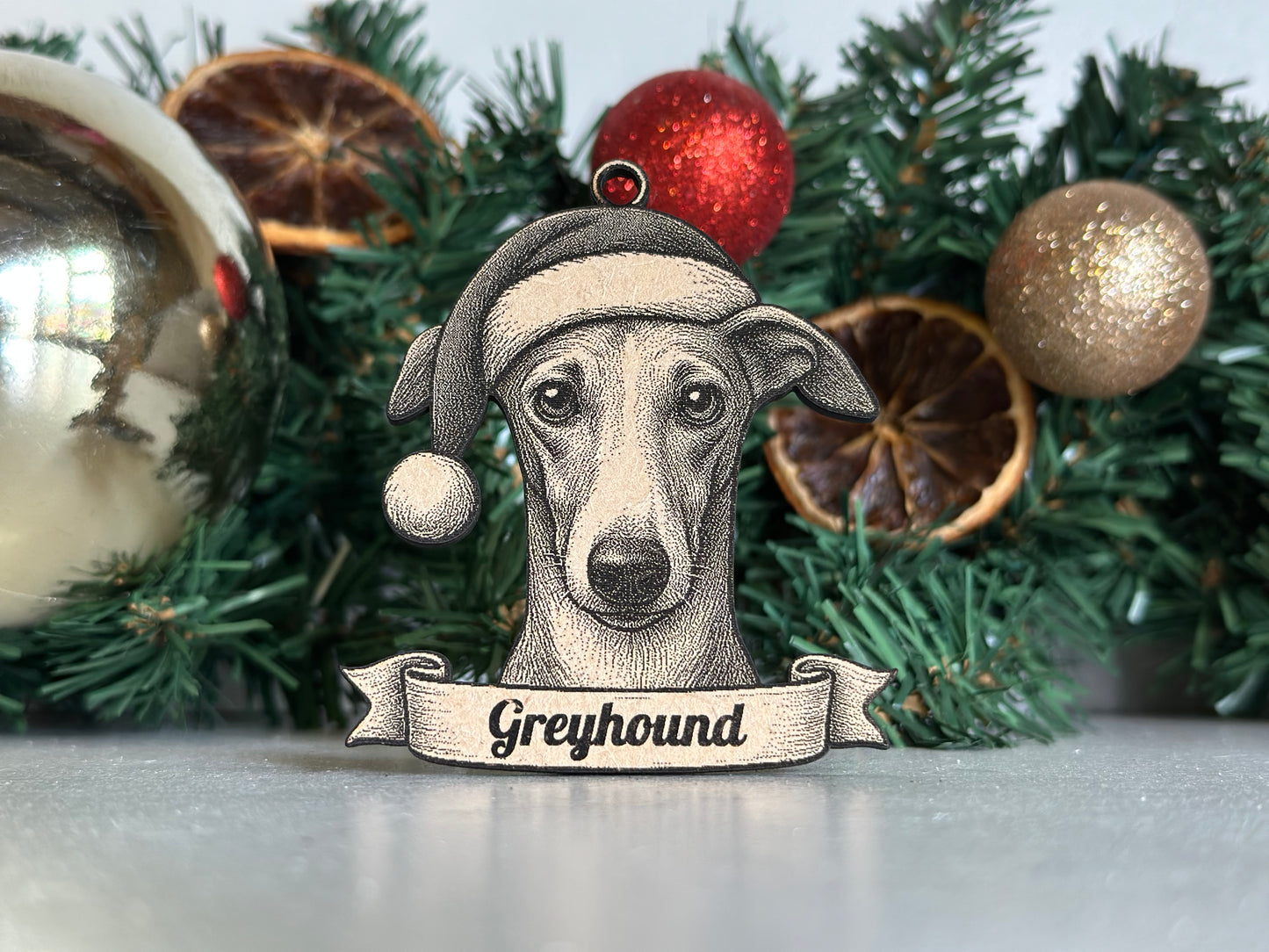 Greyhound - Personalisable Christmas Tree Decoration Bauble Ornament Dog Gift