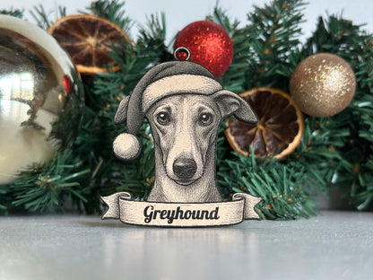 Greyhound - Personalisable Christmas Tree Decoration Bauble Ornament Dog Gift