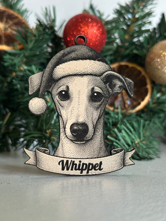 Whippet - Personalisable Christmas Tree Decoration Bauble Ornament Dog Gift