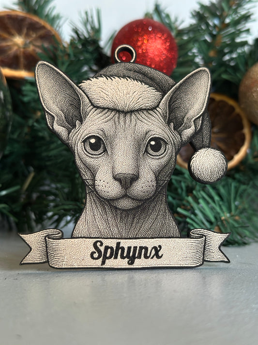 Sphynx - Personalisable Christmas Tree Decoration Bauble Ornament Cat Gift