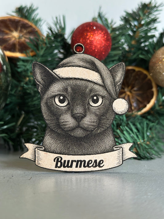 Burmese - Personalisable Christmas Tree Decoration Bauble Ornament Cat Gift