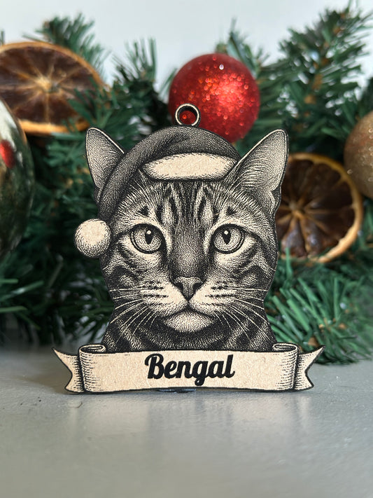 Bengal - Personalisable Christmas Tree Decoration Bauble Ornament Cat Gift