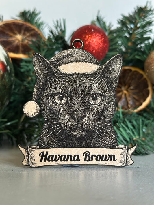 Havana Brown - Personalisable Christmas Tree Decoration Bauble Ornament Cat Gift