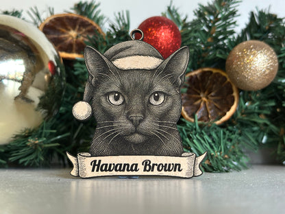 Havana Brown - Personalisable Christmas Tree Decoration Bauble Ornament Cat Gift