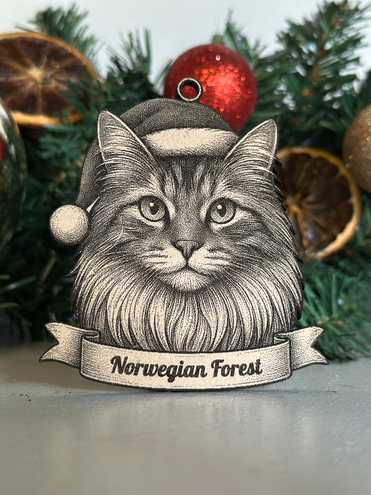 Norwegian Forest - Personalisable Christmas Tree Decoration Bauble Ornament Cat Gift