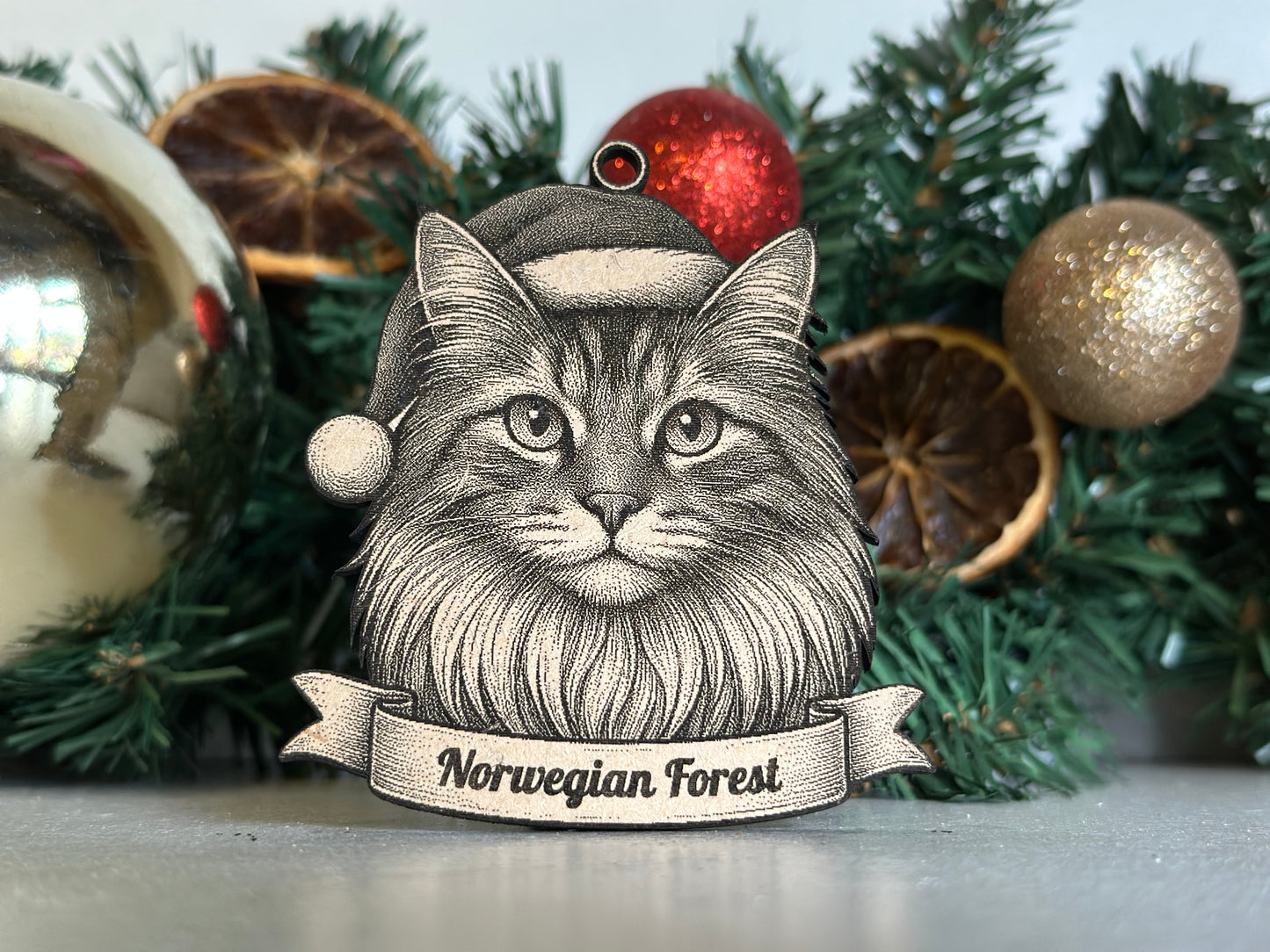 Norwegian Forest - Personalisable Christmas Tree Decoration Bauble Ornament Cat Gift