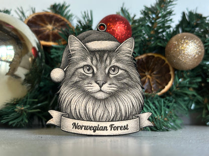 Norwegian Forest - Personalisable Christmas Tree Decoration Bauble Ornament Cat Gift