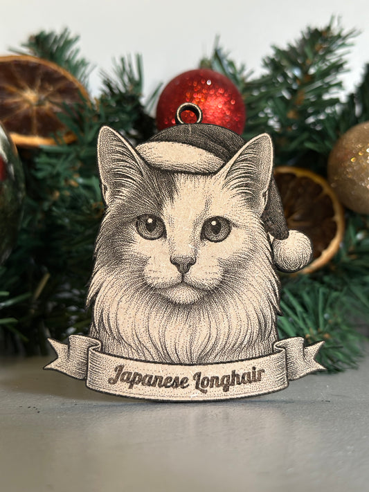 Japanese Longhair - Personalisable Christmas Tree Decoration Bauble Ornament Cat Gift