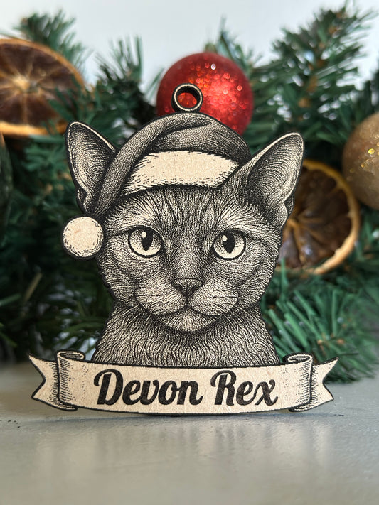 Devon Rex - Personalisable Christmas Tree Decoration Bauble Ornament Cat Gift