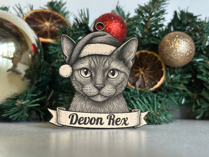 Devon Rex - Personalisable Christmas Tree Decoration Bauble Ornament Cat Gift