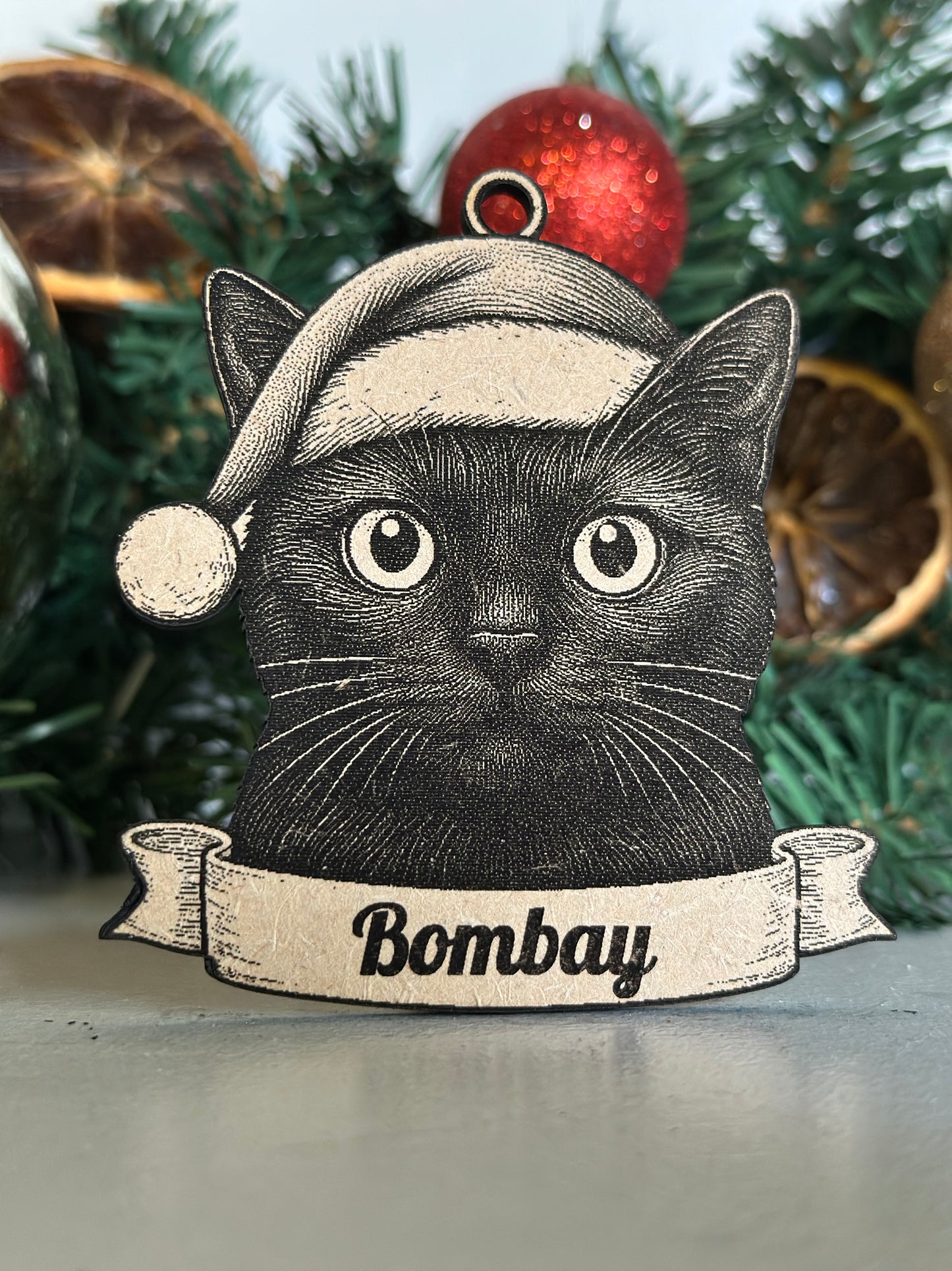 Bombay  - Personalisable Christmas Tree Decoration Bauble Ornament Cat Gift