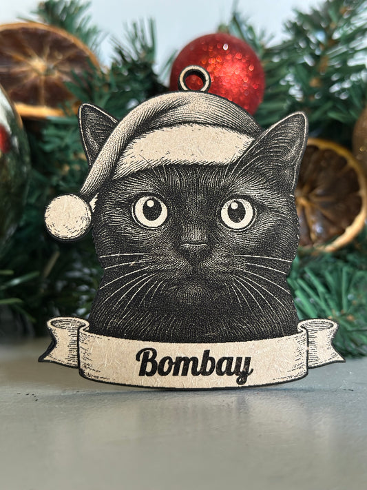 Bombay  - Personalisable Christmas Tree Decoration Bauble Ornament Cat Gift