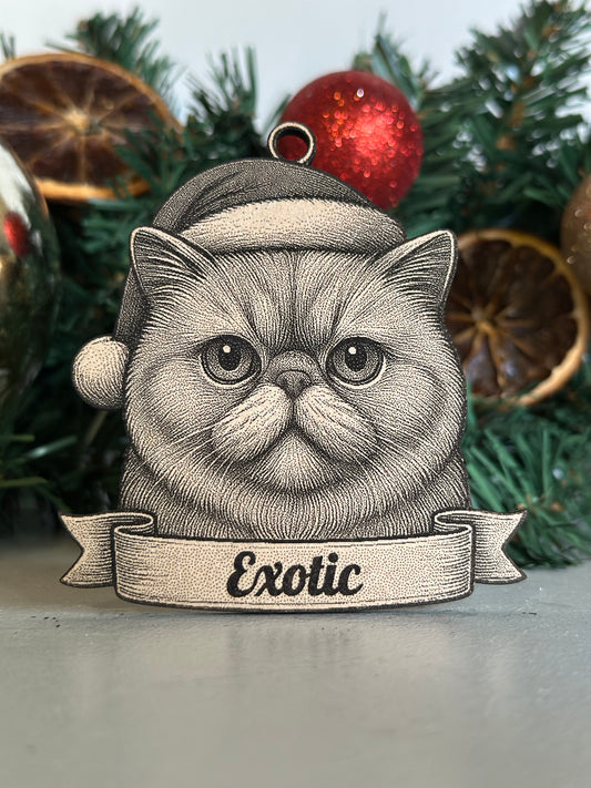 Exotic  - Personalisable Christmas Tree Decoration Bauble Ornament Cat Gift