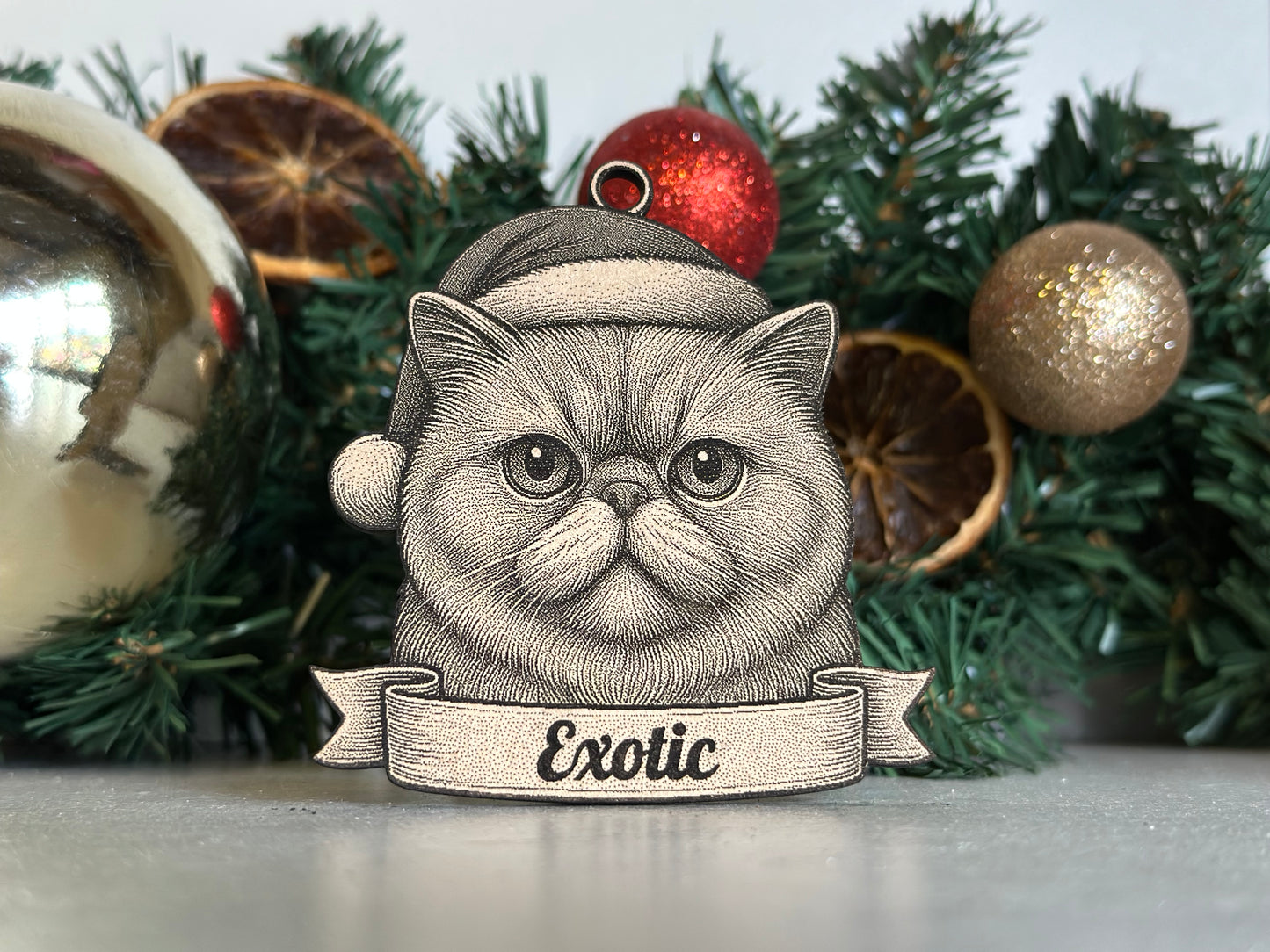 Exotic  - Personalisable Christmas Tree Decoration Bauble Ornament Cat Gift