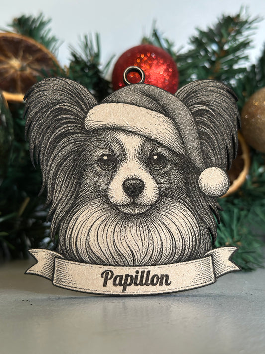 Papillon - Personalisable Christmas Tree Decoration Bauble Ornament Dog Gift
