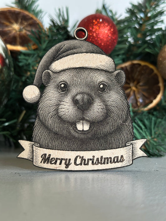 Beaver - Personalisable Christmas Tree Decoration Bauble Ornament Wildlife Gift