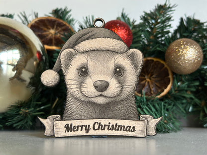 Ferret - Personalisable Christmas Tree Decoration Bauble Ornament Wildlife Gift