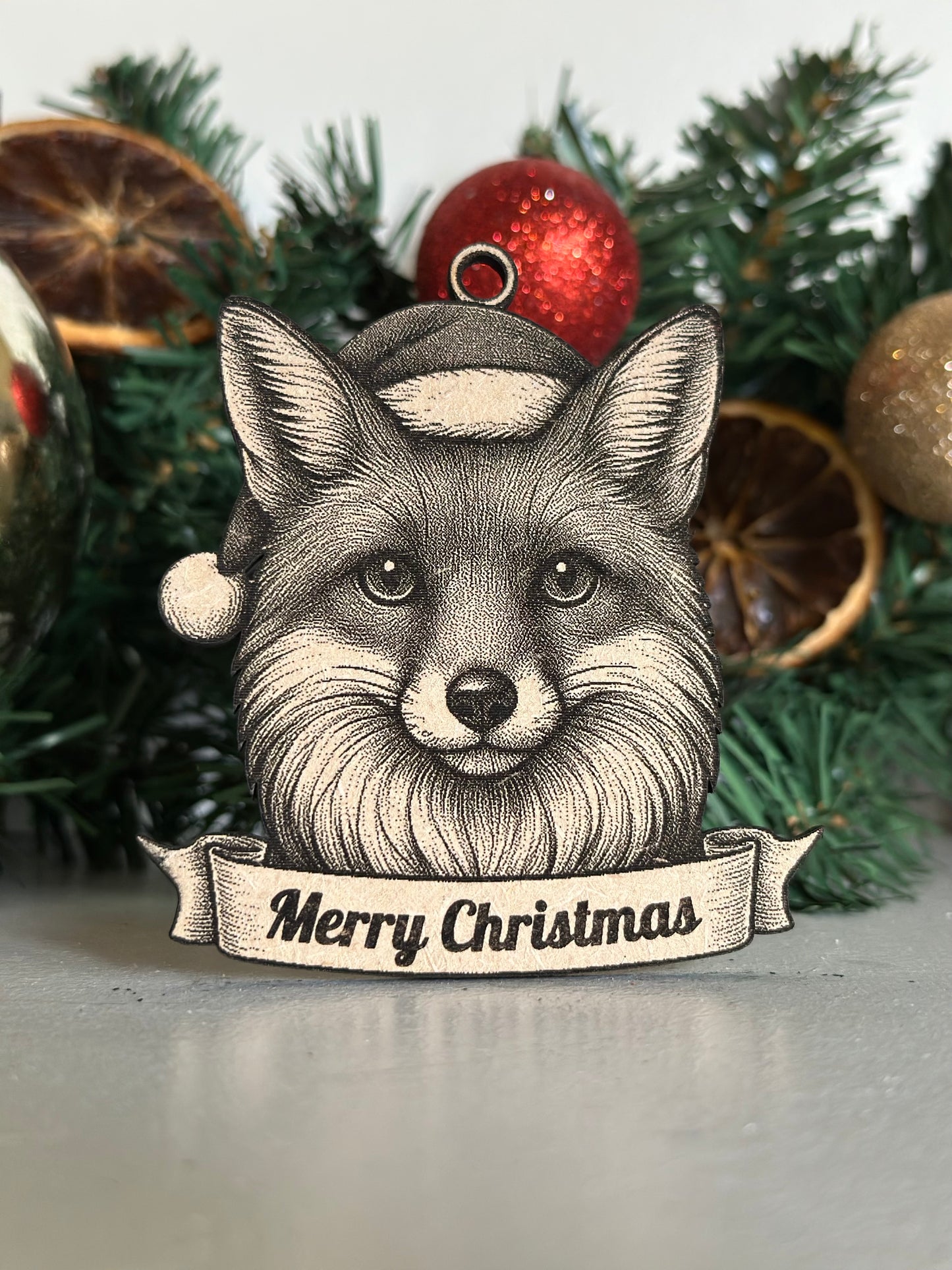 Fox - Personalisable Christmas Tree Decoration Bauble Ornament Wildlife Gift