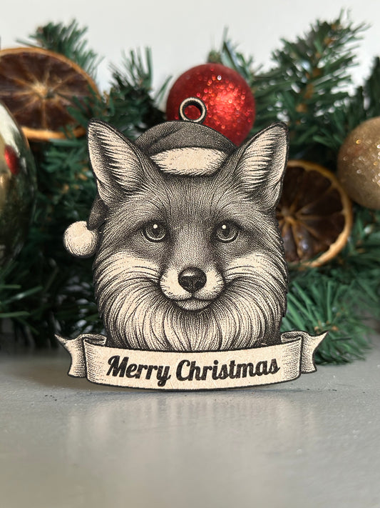 Fox - Personalisable Christmas Tree Decoration Bauble Ornament Wildlife Gift