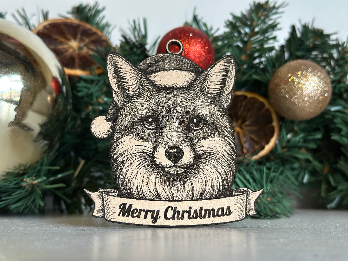 Fox - Personalisable Christmas Tree Decoration Bauble Ornament Wildlife Gift
