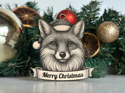 Fox - Personalisable Christmas Tree Decoration Bauble Ornament Wildlife Gift