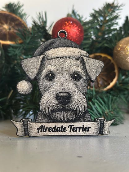 Airedale Terrier  - Personalisable Christmas Tree Decoration Bauble Ornament Dog Gift