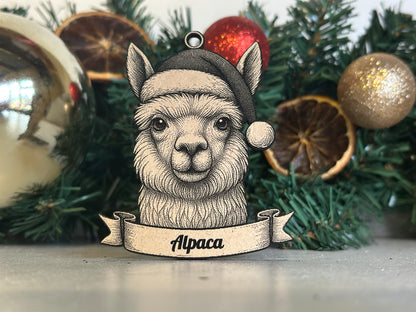 Alpaca  - Personalisable Christmas Tree Decoration Bauble Ornament Farm Gift