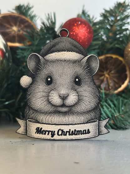 Hamster  - Personalisable Christmas Tree Decoration Bauble Ornament Pet Gift
